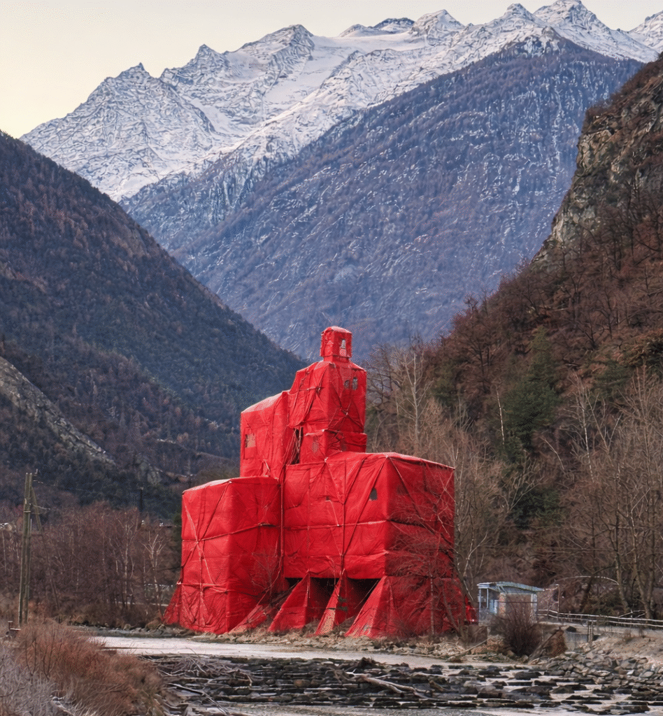 Eingepackt wie ein Objekt von Christo: Das Kieswerk sucht nach Szenarien f&uuml;r eine Zukunft. (Bild STadttfargen